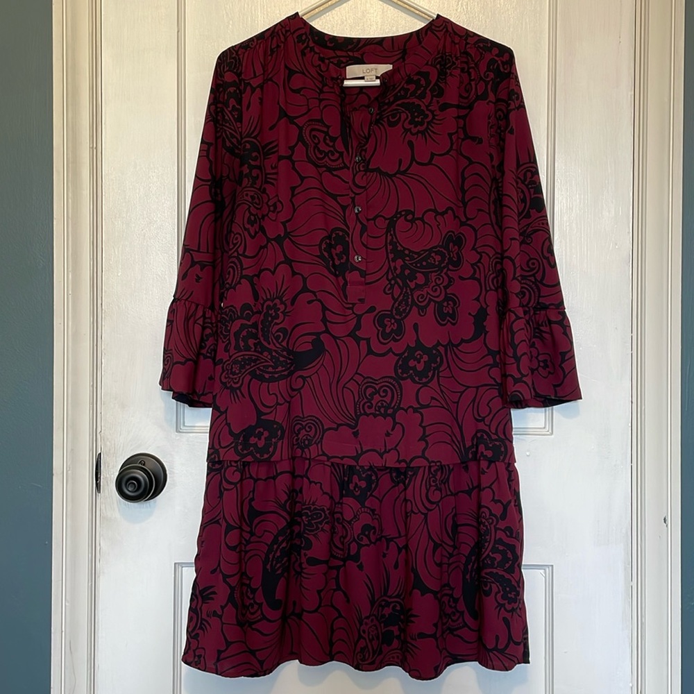 Loft maroon and black dress